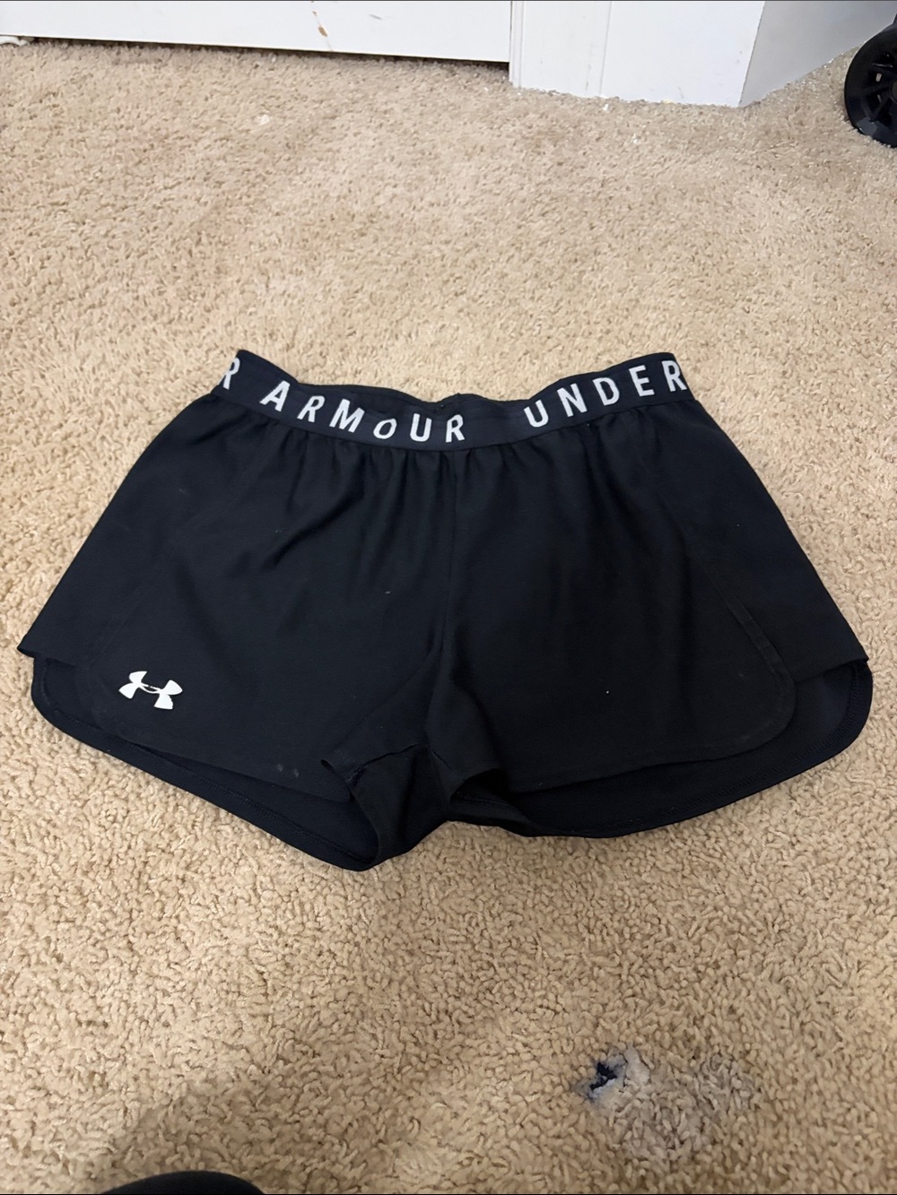 Under Armour Black Women's Two-in-One Athletic Shorts with Logo Waistband